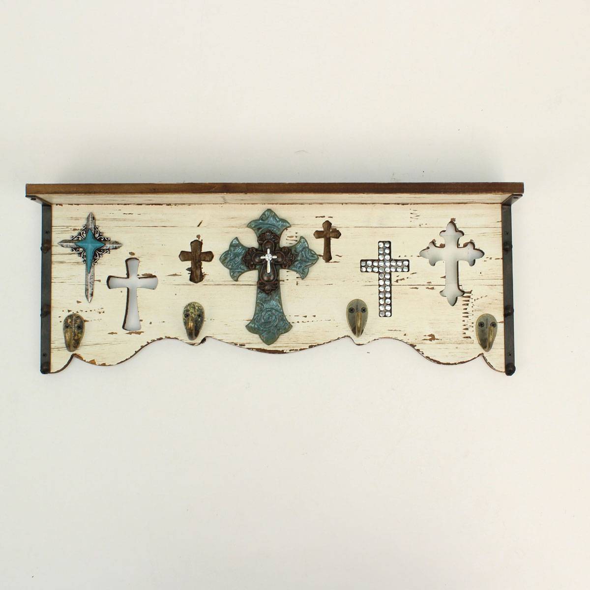 Western Moments Distressed Wood Iv Crosses Shelf