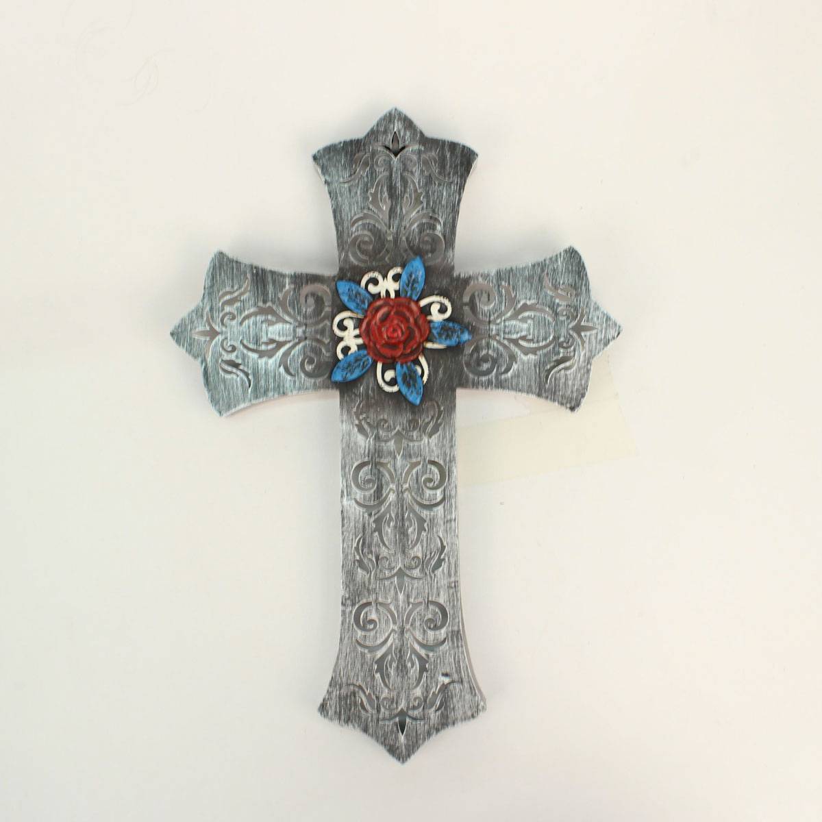 Western Moments Metal Resin Flower Cross Wall Hanging