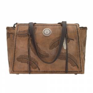 American West Sacred Bird Zip Top Tote With Secret Compartment