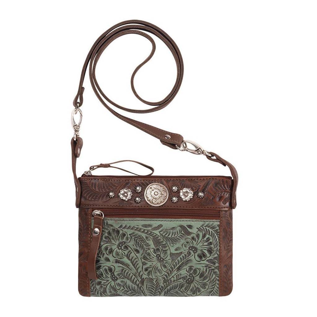 American West Trail Rider Hip/Crossbody Bag - Round Floral Conchos