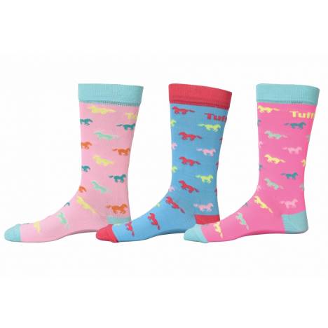 Tuffrider Neon Pony Socks - 3 Pack