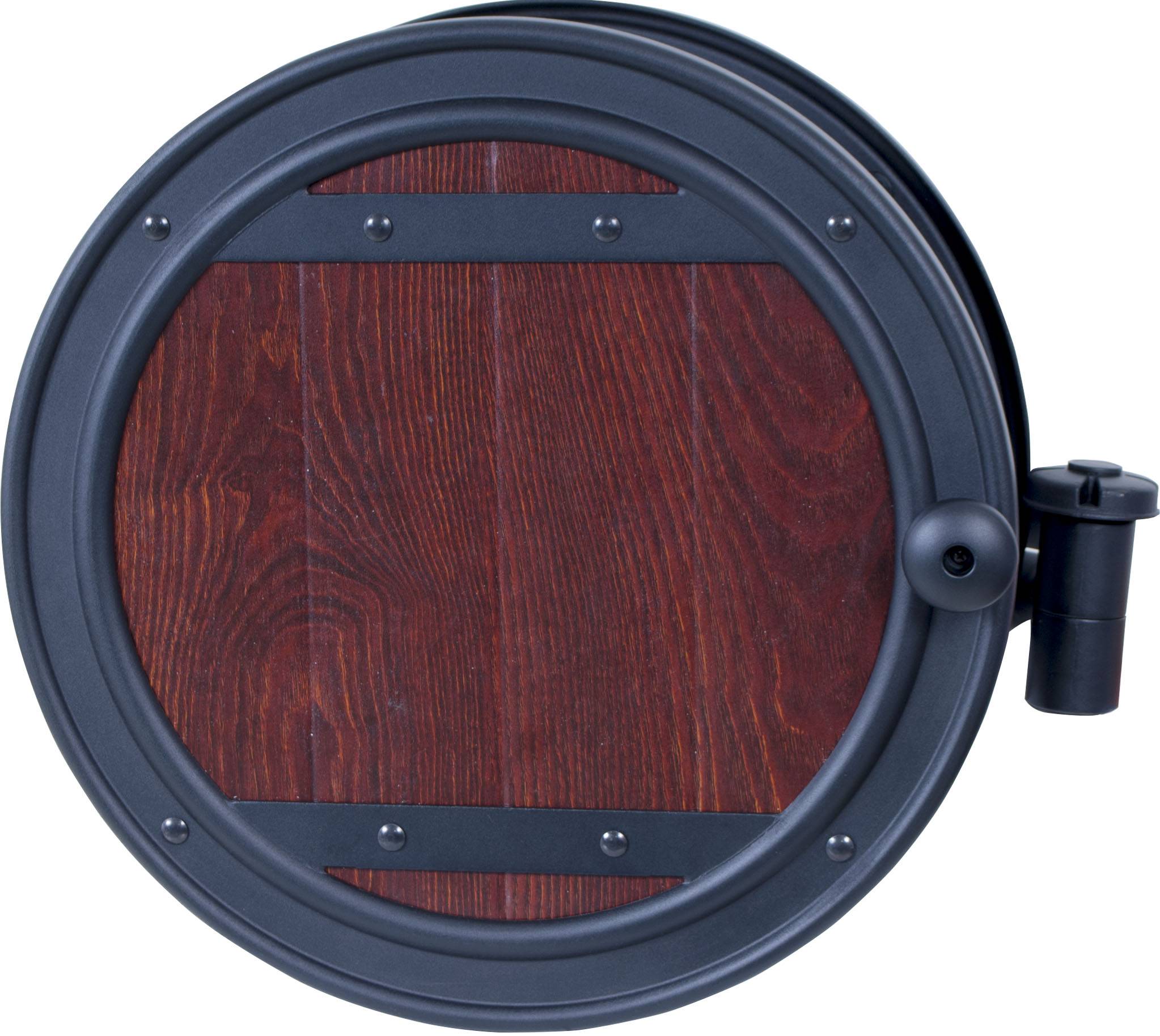 Wall Mount Hose Reel With Whiskey Barrel Finish