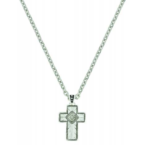 Montana Silver Banded Feathered Cross Necklace