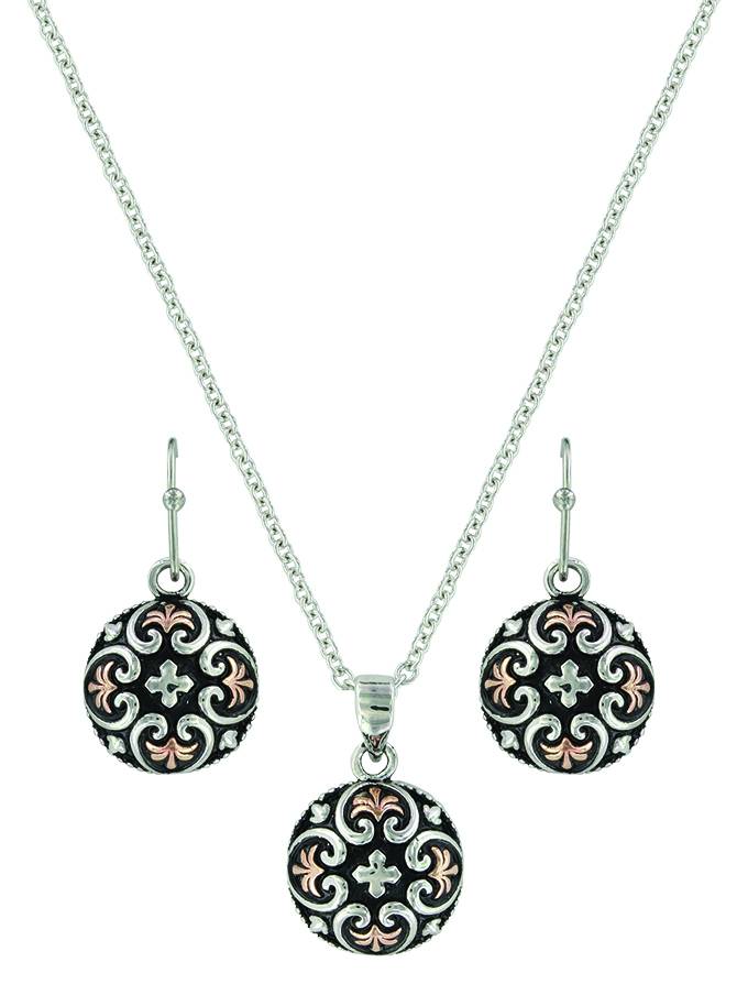 Montana Silver Filigree Heart Button Jewelry Set