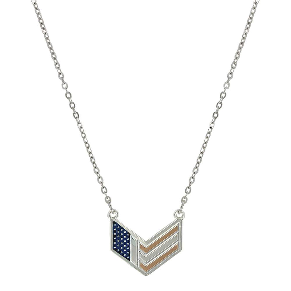 Montana Silversmiths Patriotic Chevron Flag Necklace