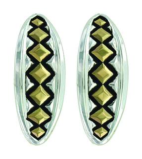 Montana Silver Two Tone Diamond Impressions Cuff Earrings