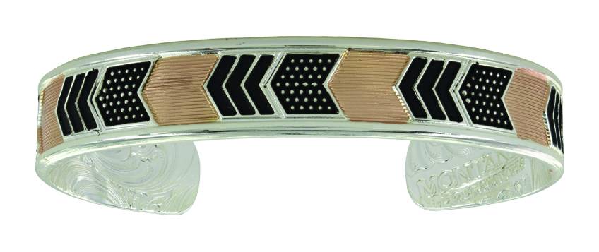 Montana Silver Two Tone Layered Chevrons Cuff Bracelet