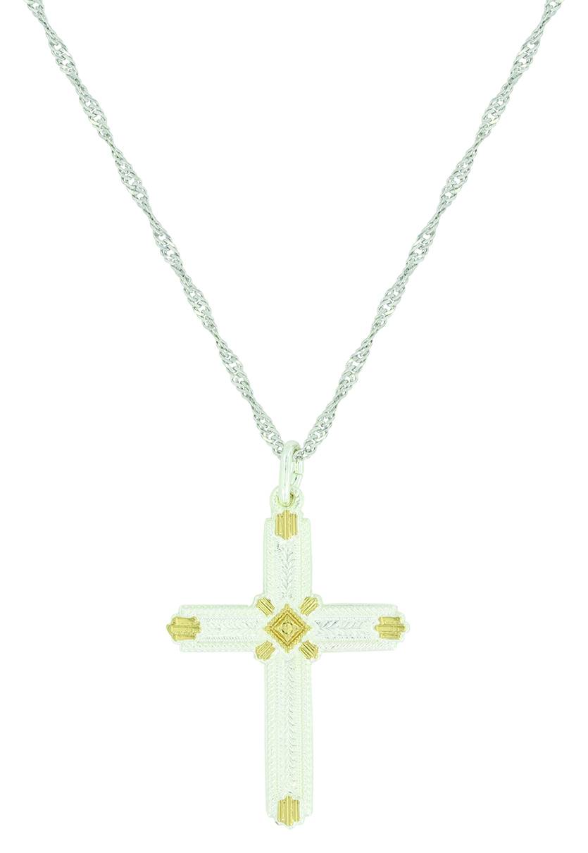 Montana Silver Two Tone Roped Cross Necklace