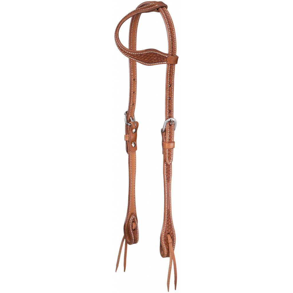 Tough-1 Basketweave One Ear Headstall with Tie Ends