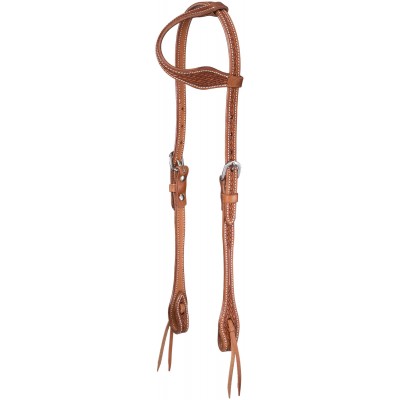 Tough-1 Basketweave One Ear Headstall with Tie Ends