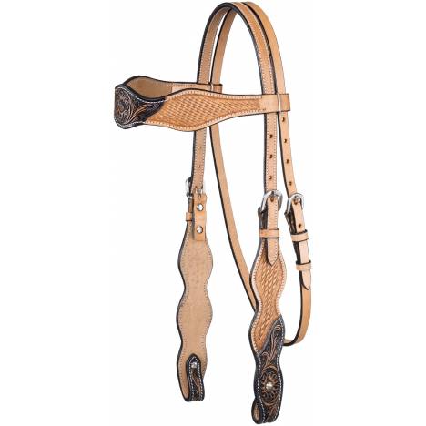 Tough-1 Two Tone Browband Basket Floral Headstall