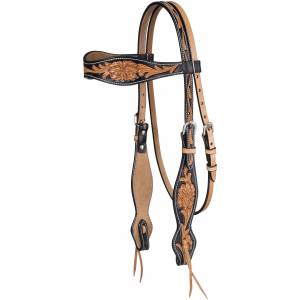 Tough-1 Two Tone Brownband Floral Headstall
