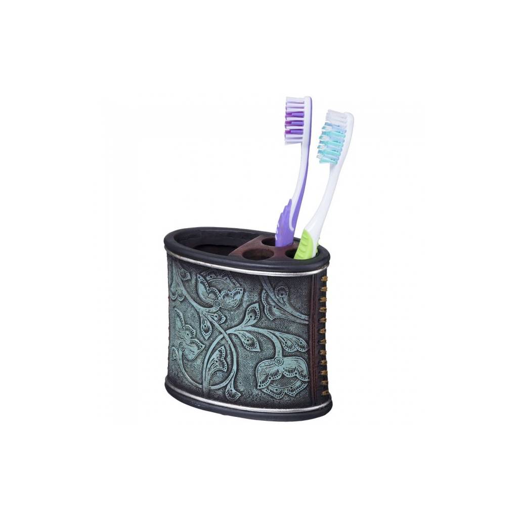 Toothbrush Holder Turq Flowers