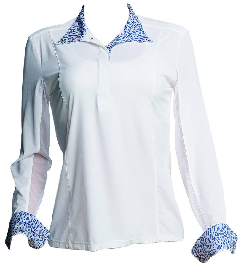 Fits Silk Touch Isle Shirt - Ladies - White/Bleu Isles