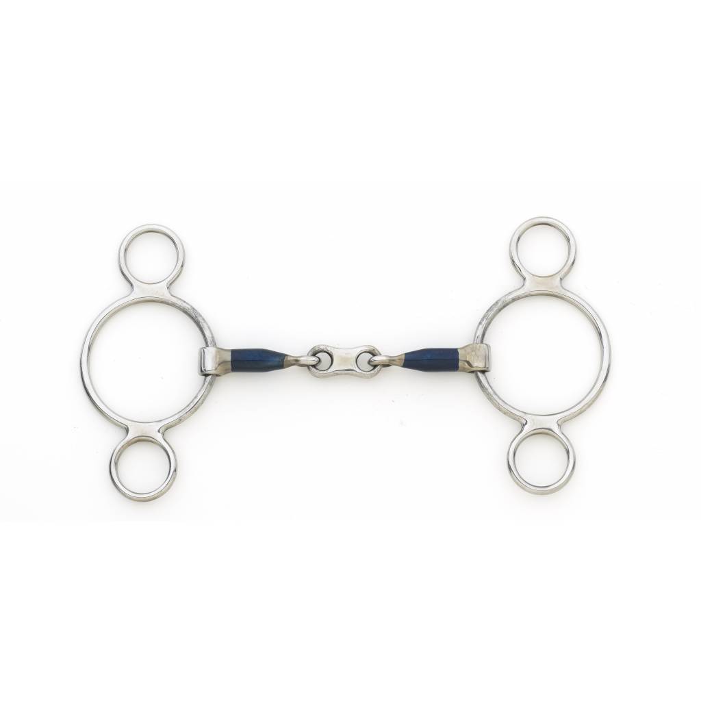 Centaur Blue Steel French Link 2-Ring Gag