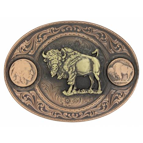 Montana Silversmiths Buffalo Indian Head Nickel Miner's Belt Buckle with Buffalo