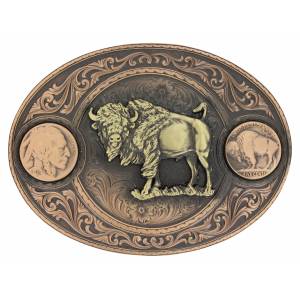 Montana Silversmiths Buffalo Indian Head Nickel Miner's Belt Buckle with Buffalo