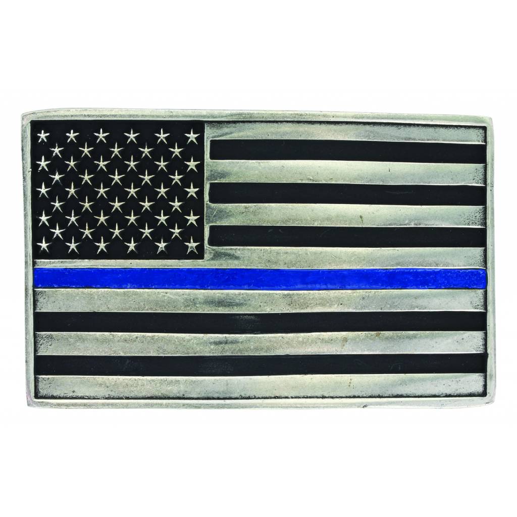 Montana Silversmiths Stand behind the Blue Line Flag Attitude Buckle