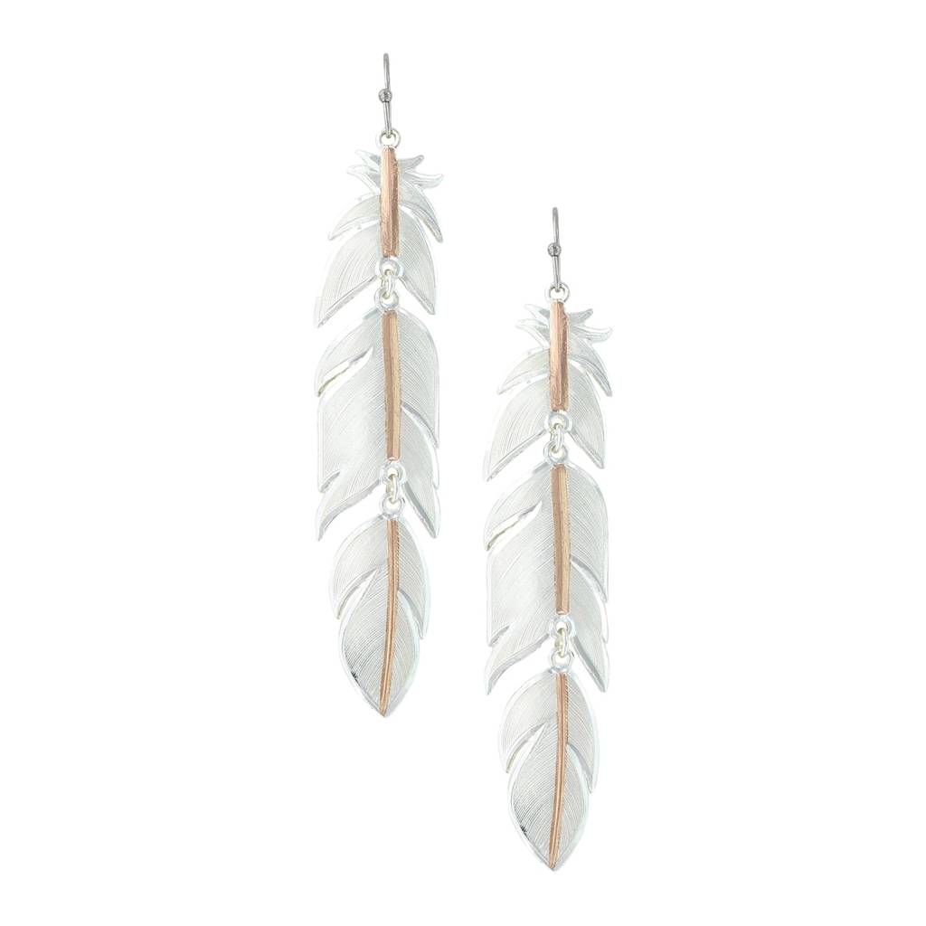 Montana Silversmiths Rose Gold Long Feather Earrings