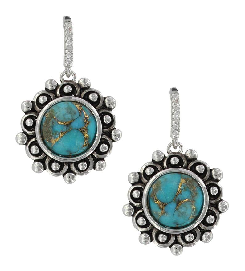 Montana Silversmiths Beaded Flower Turquoise Earrings