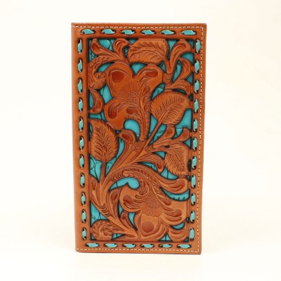 Nocona Floral Turquoise Underlay Rodeo Wallet