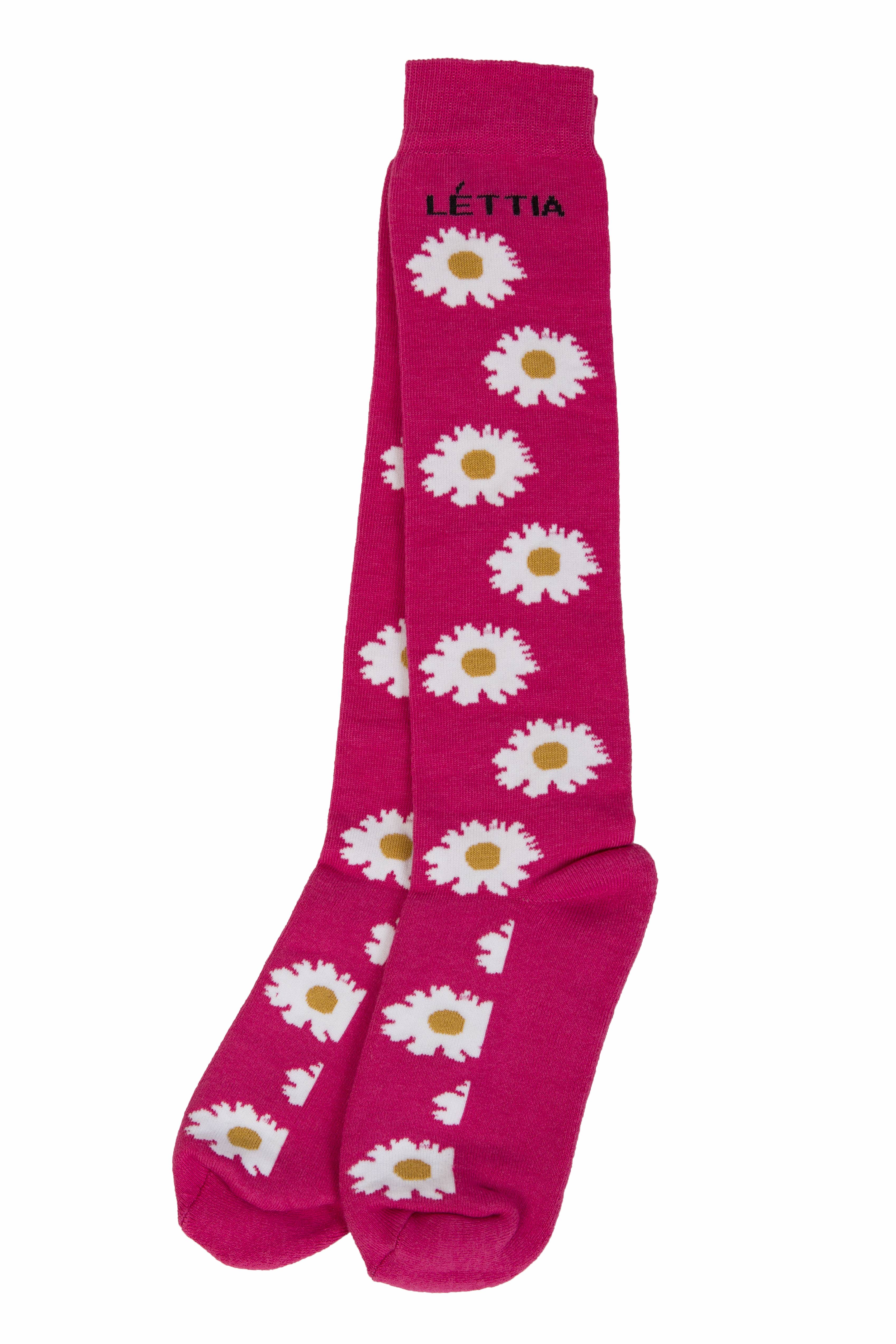 Lettia Bright Pink/Daisy Bamboo Boot Sock