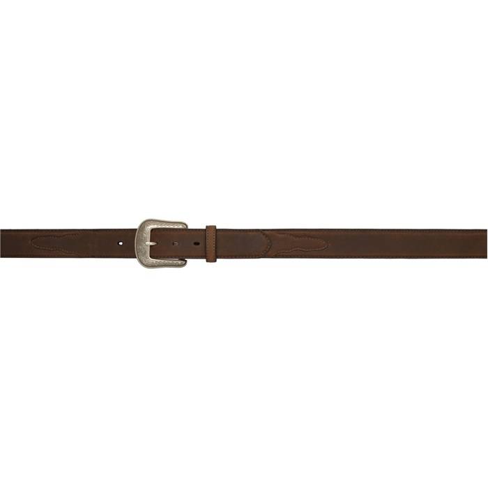 3D 1 1/2 Pebble Grained Overlay Western Basic Belt - Mens - Dark Brown