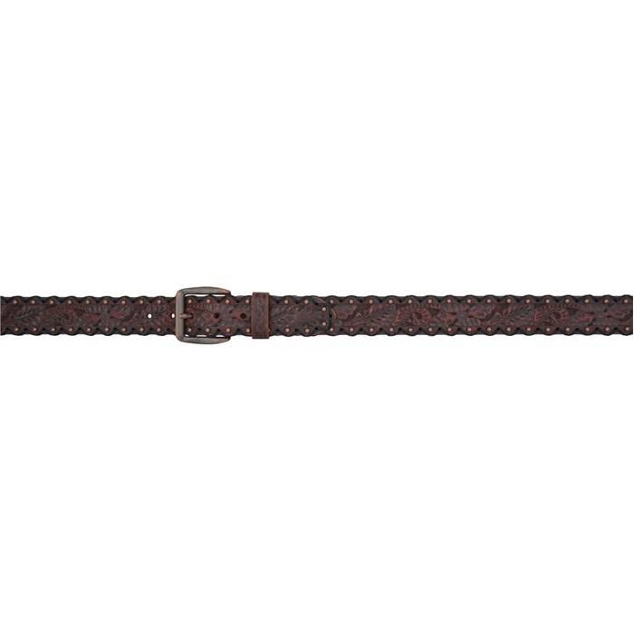 3D 1 1/2 Floral Tool Western Fashion Belt - Mens - Mahogany