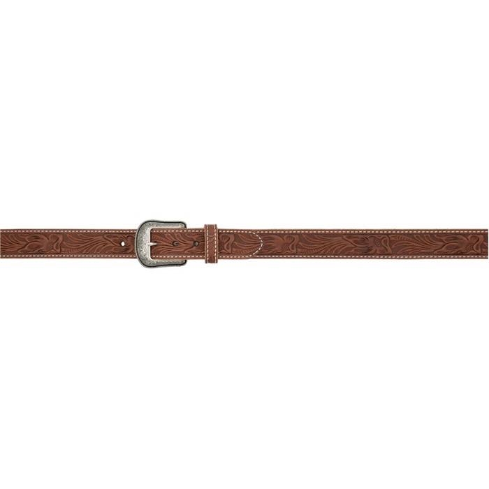 3D 1 1/2 Floral Western Fashion Belt - Mens - Brown/White Stitch