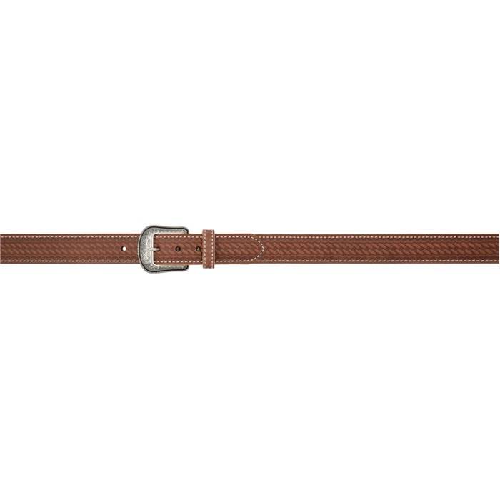 3D 1 1/2 Basketweave Western Fashion Belt - Mens - Brown/White Stitch