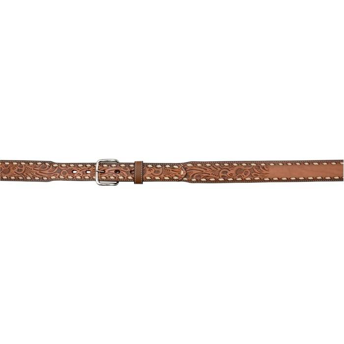 3D 1 1/2 Tapered Floral Embossed Western Fashion Belt - Kids - Natural