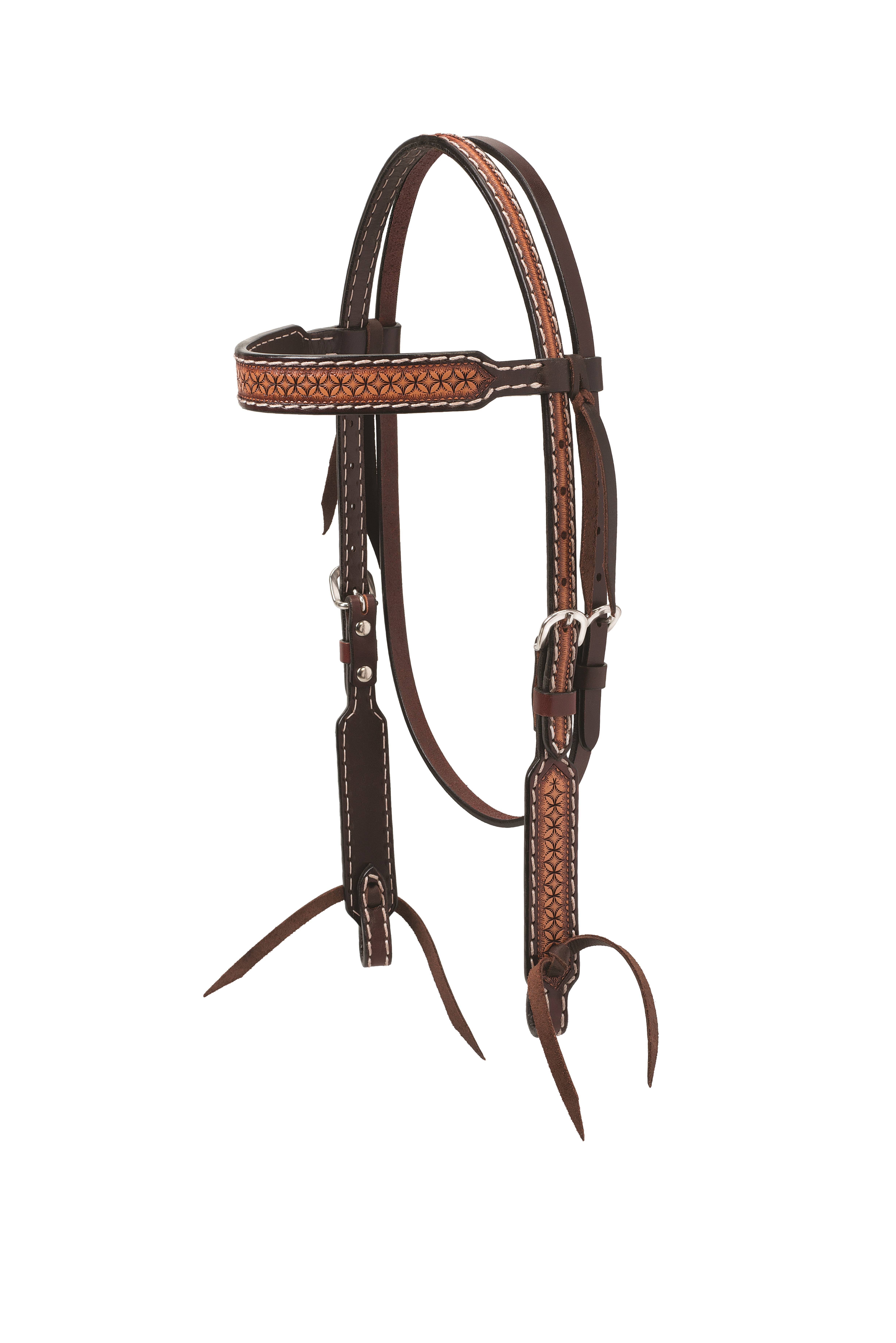 Weaver Turquoise Cross Geometric Tooled 5/8 Browband Headstall