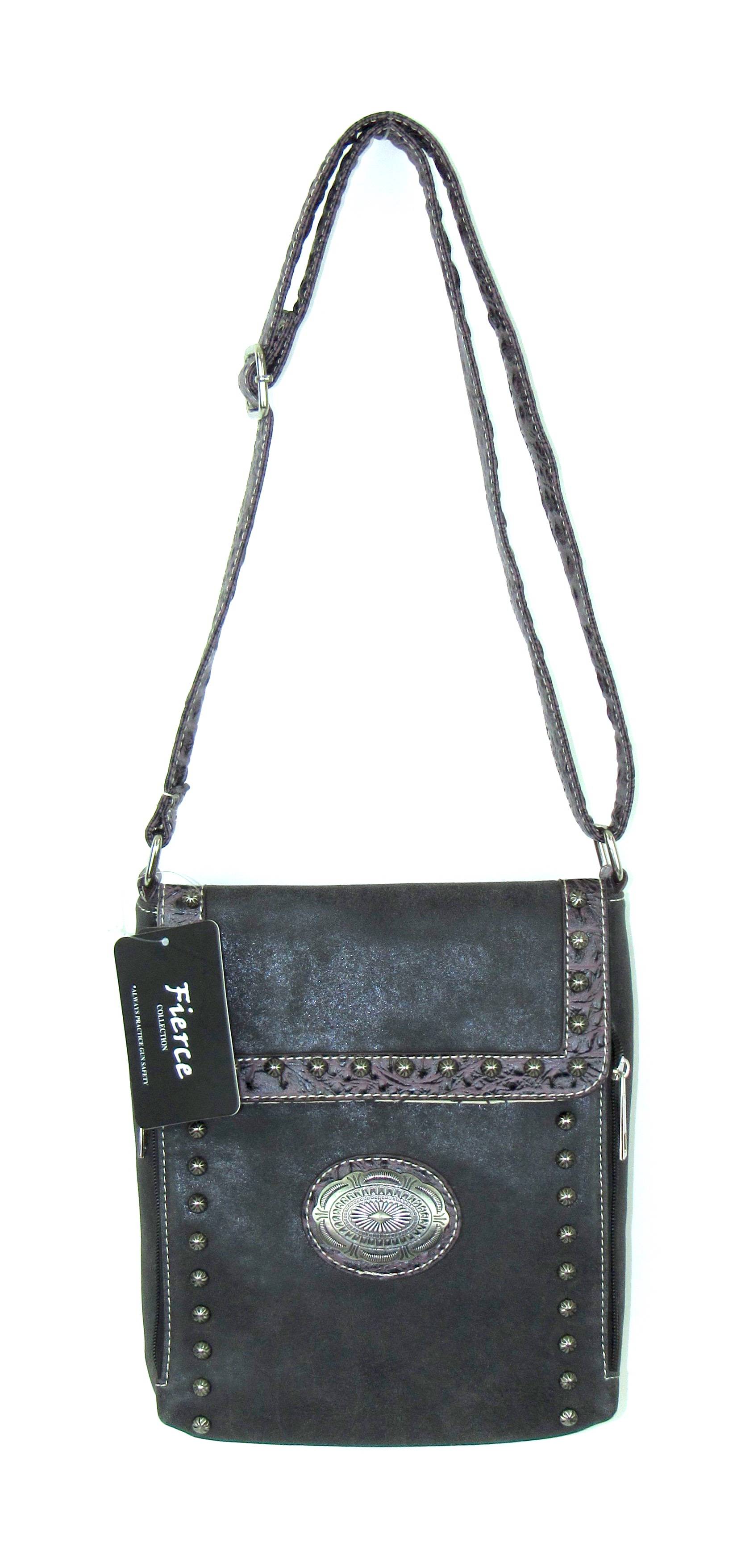 Fierce Professional Carry Crossbody Bag With  Concho And Croco Trim 1