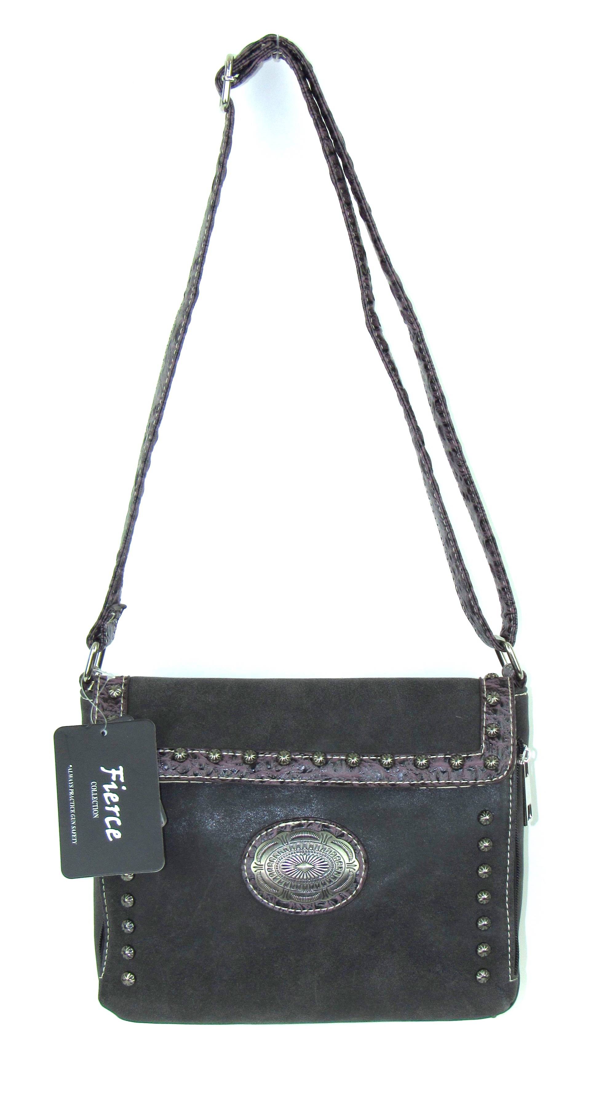 Fierce Professional Carry Crossbody Bag With  Concho And Croco Trim 2