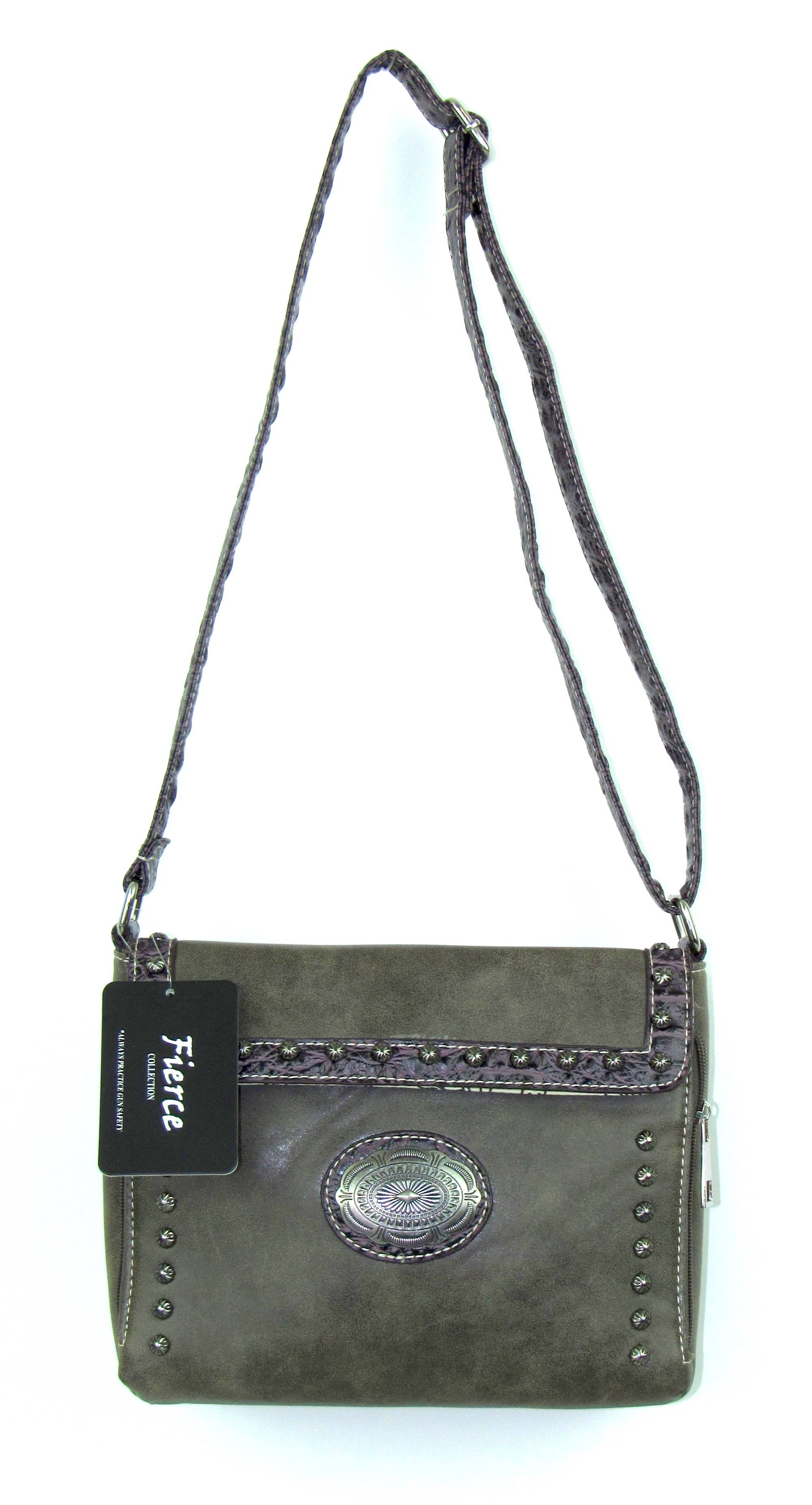 Fierce Professional Carry Crossbody Bag With  Concho And Croco Trim 2