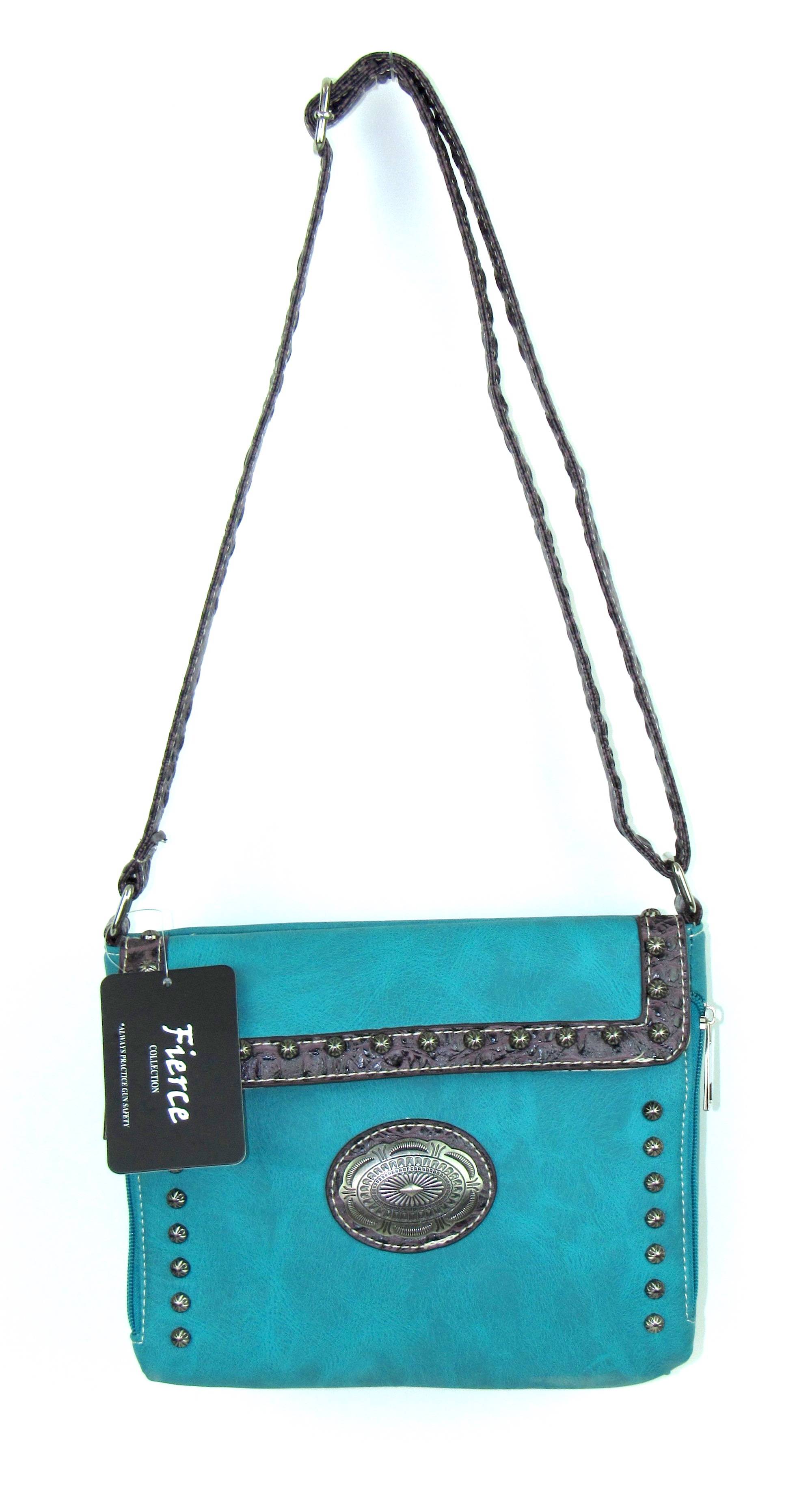 Fierce Professional Carry Crossbody Bag With  Concho And Croco Trim 2