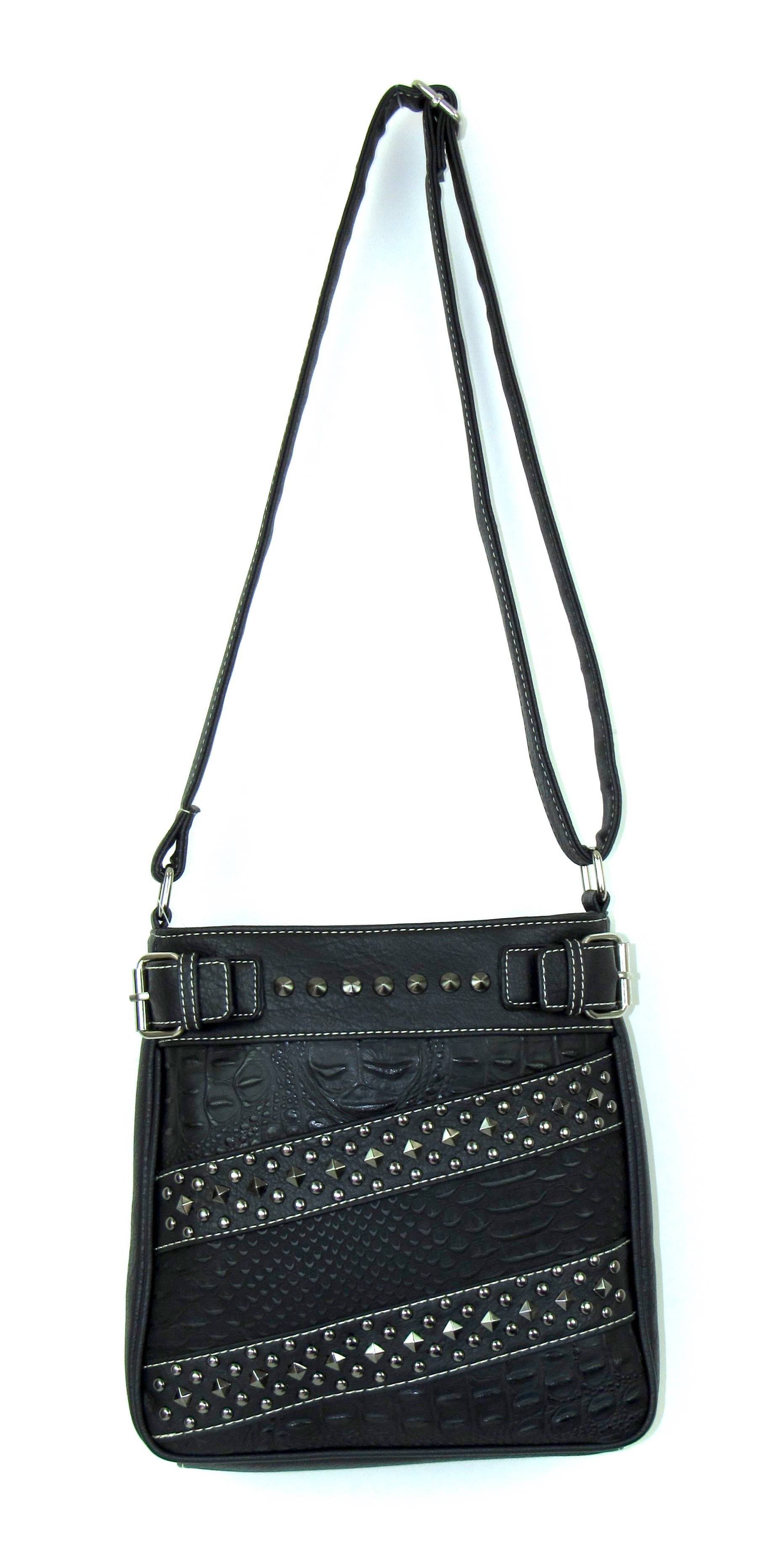 Savana Messenger Bag With  Snake, Croco And And Studs