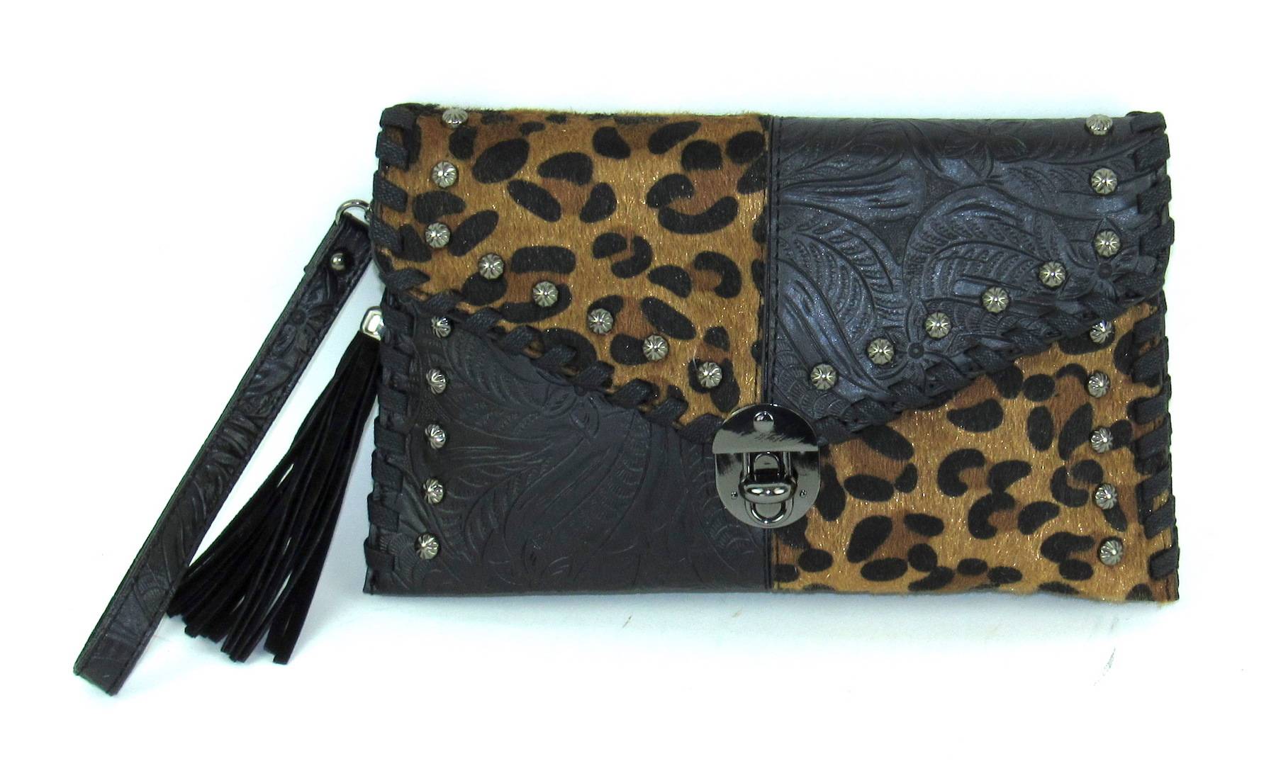 5-965832 Savana Clutch Bag With Hair-On Patchwork sku 5-965832