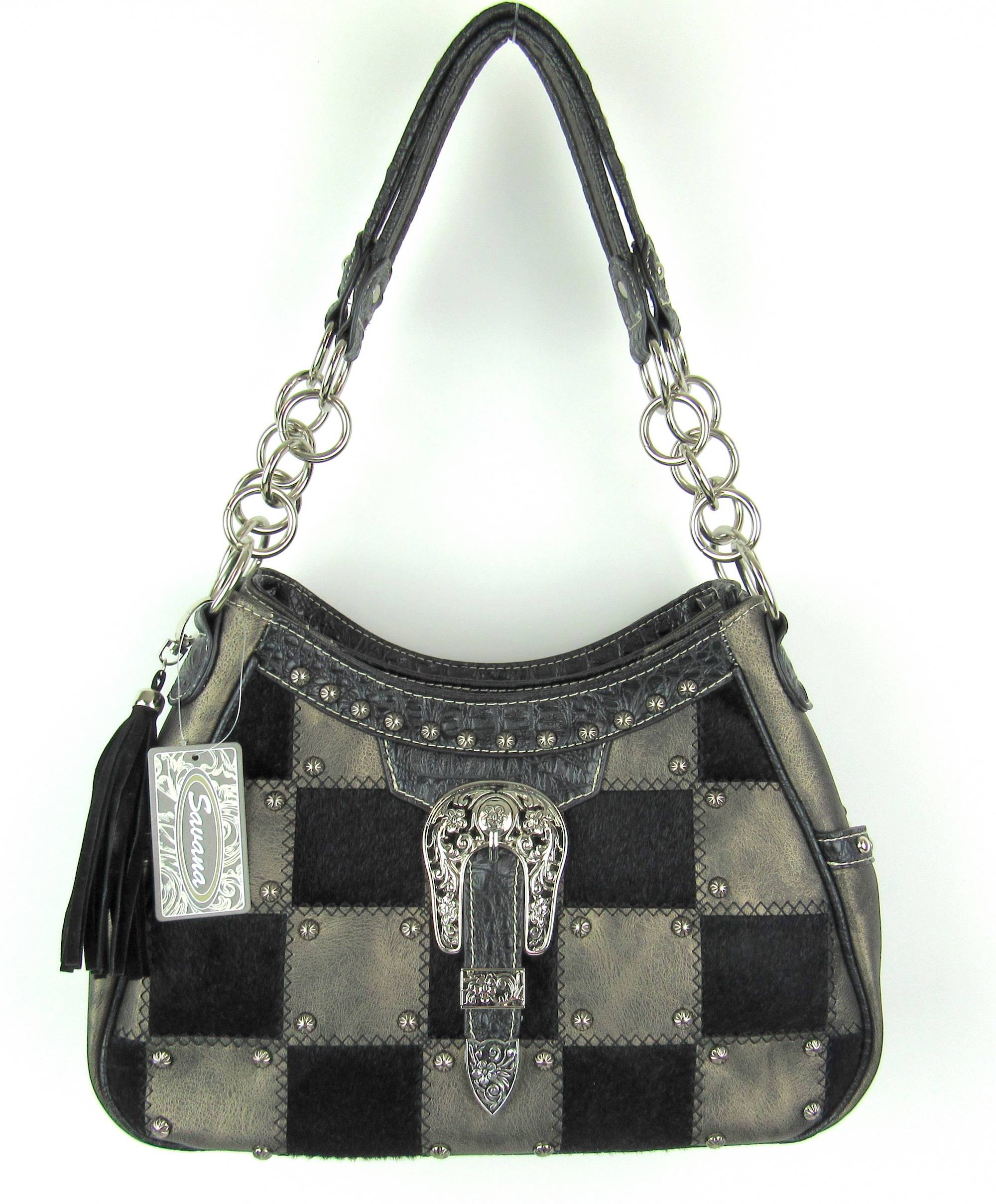 Savana Handbag With Hair-On Patchwork Design