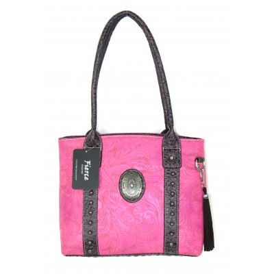 Fierce Tooled Professional Carry Handbag With Concho & Croco Trim