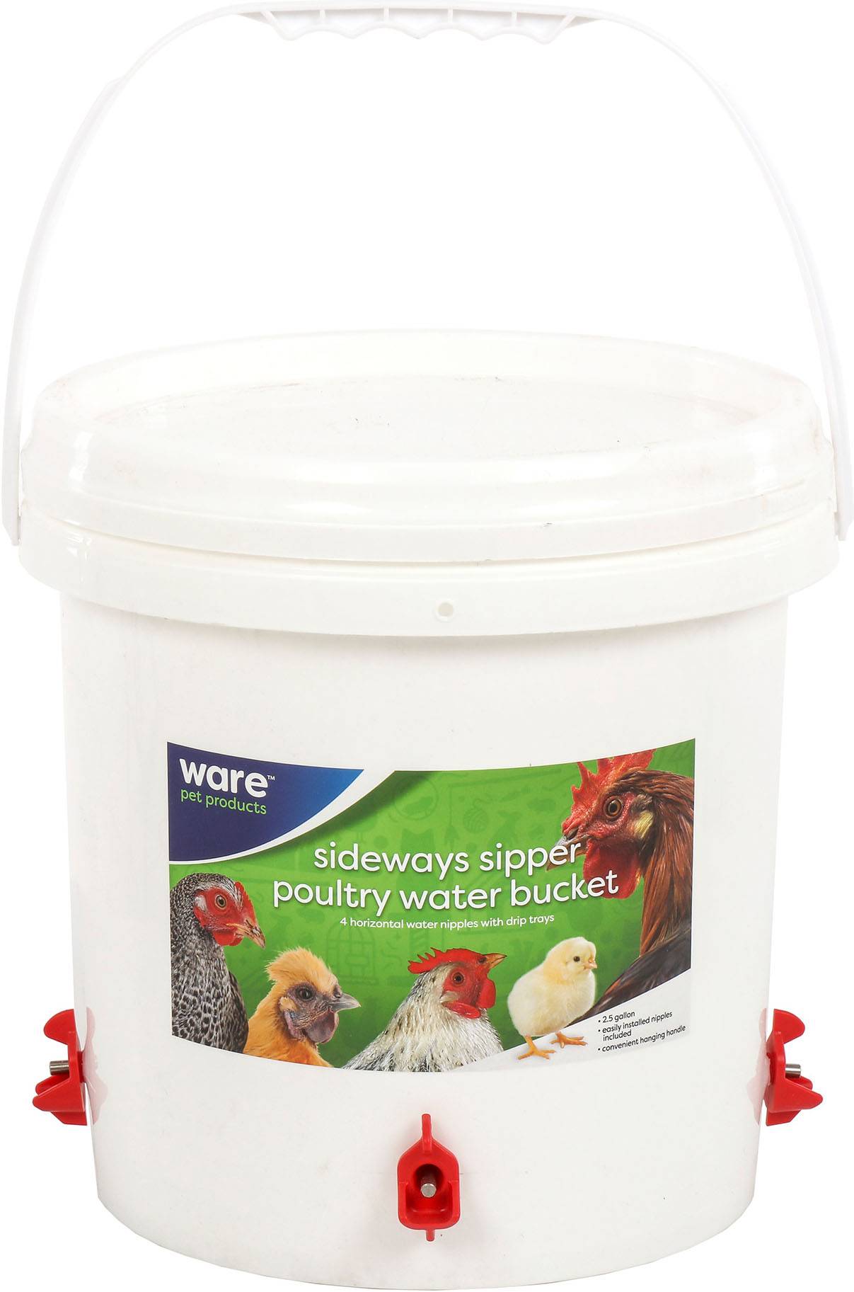 Ware Manufacturing 15040 2.5 gal Sideways Sipper Poultry Water Bucket, White - Pack of 12
