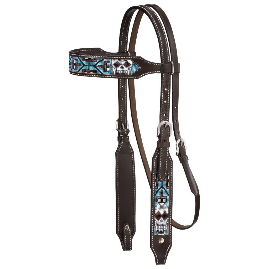 Tough-1 Beaded Sugar Skull Brow Headstall