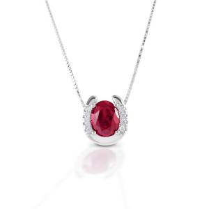 Kelly Herd Red Stone Horseshoe Necklace - Sterling Silver