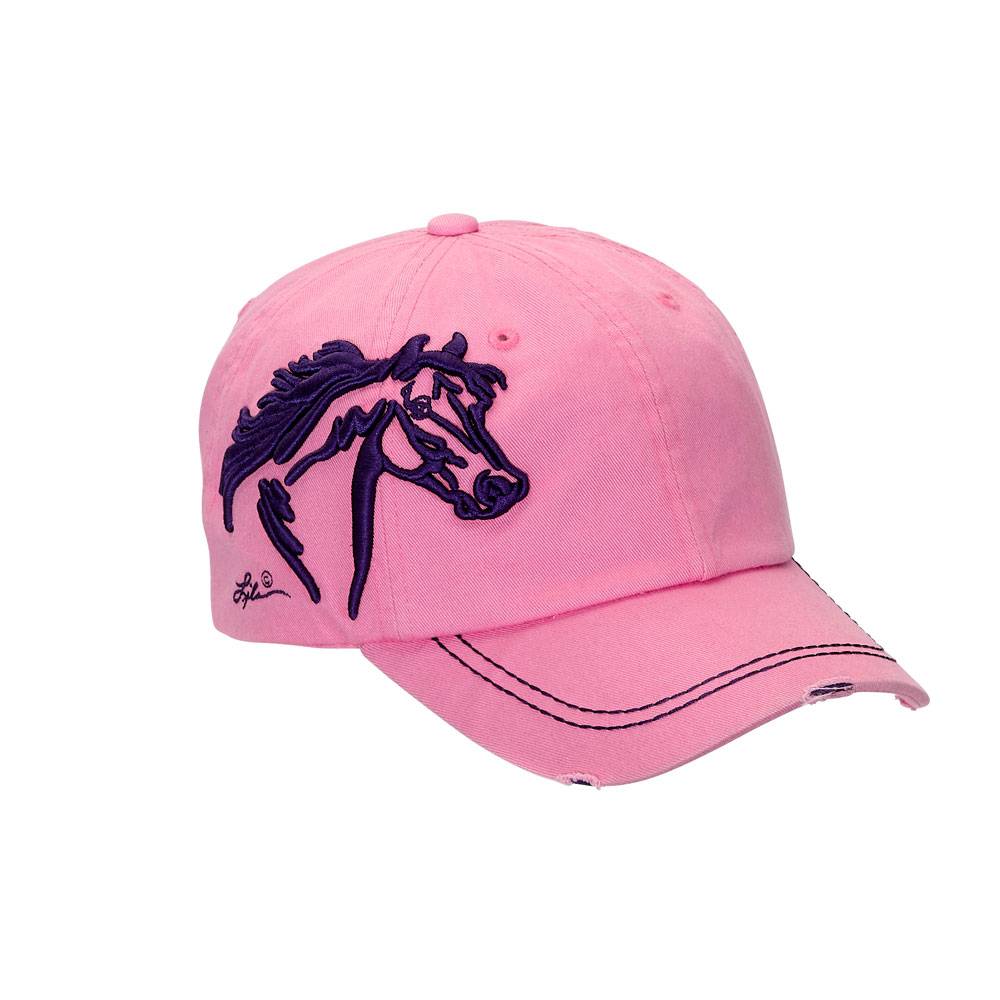 5-978555 Distressed Baseball Cap with 3D Embroidered Horse  sku 5-978555