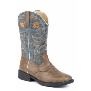 Roper Daniel Cowboy Boot - Kids - Brown - Blue