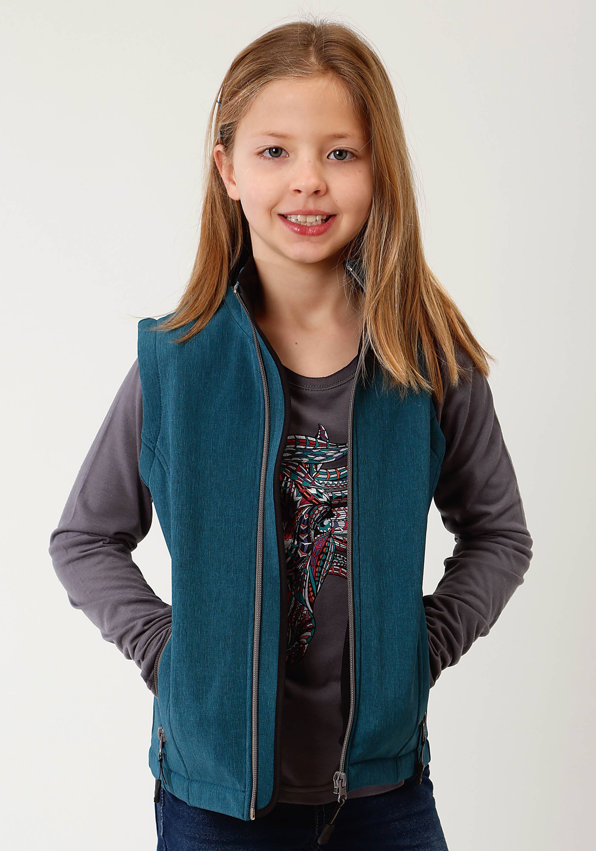 teal fleece vest