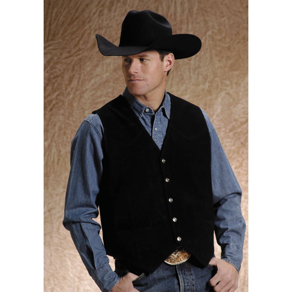 Roper Men's Big Man Suede Vest - Black