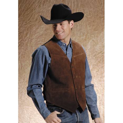 Roper Men's Big Man Satin Back Suede Vest - Brown