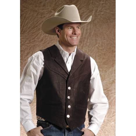 Roper Men's Big Man Nappa Notch Collar Vest - Brown