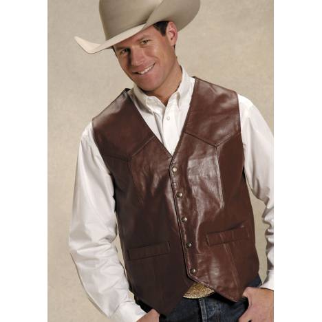 Roper Men's Tall Man Nappa Western Vest - Brown